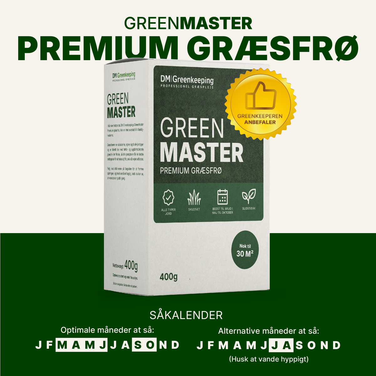GreenMaster Premium græsfrø (3 x 400 g.)